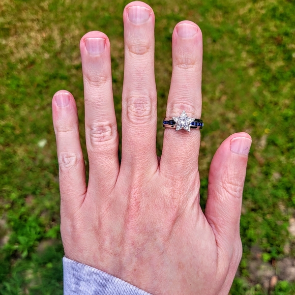 Star Lite Star Brite 925 Silver Blue Gem Ring - Picture 13 of 16